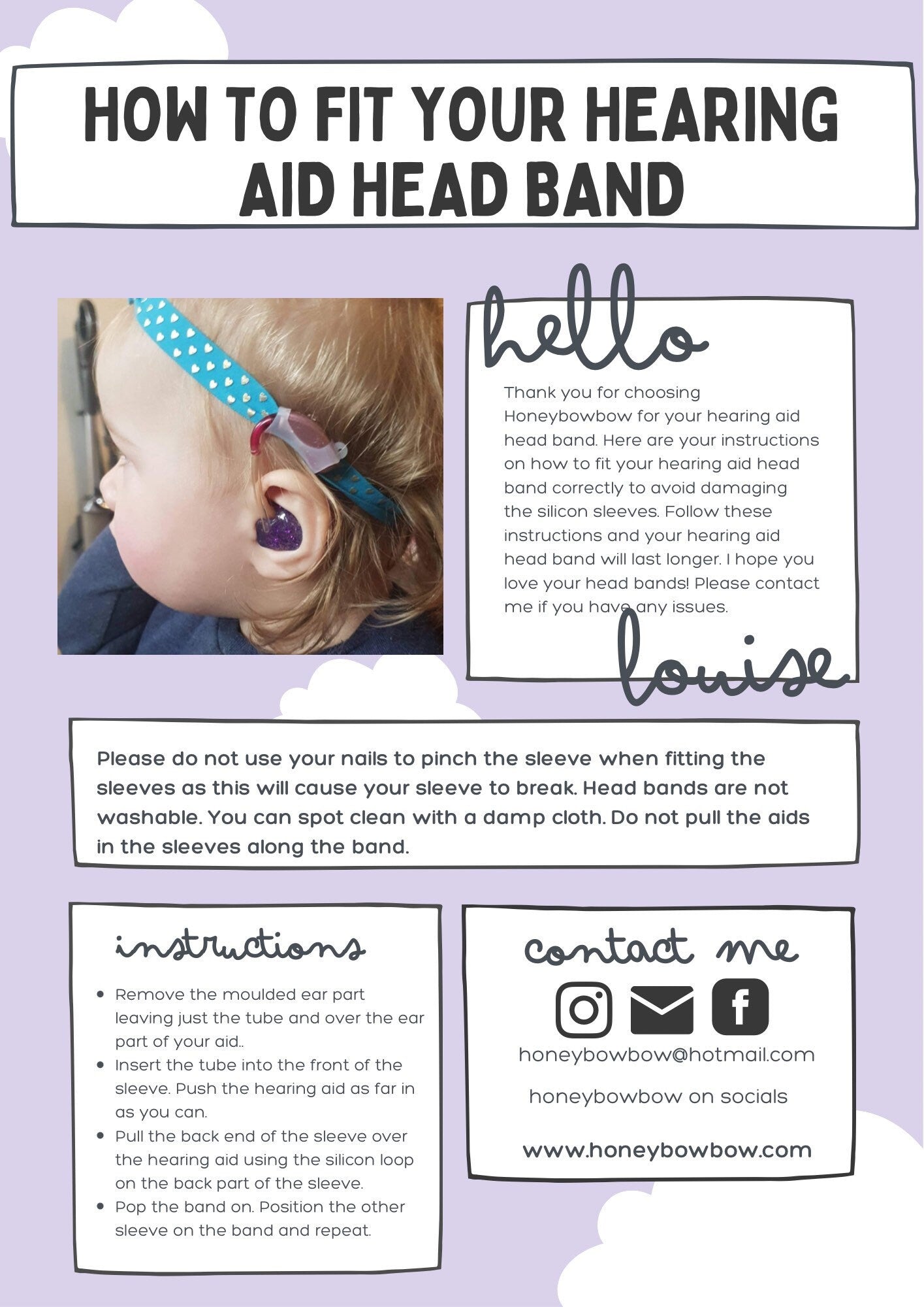 GIRLS hearing aid headband with 4.5 inch bowtique bow