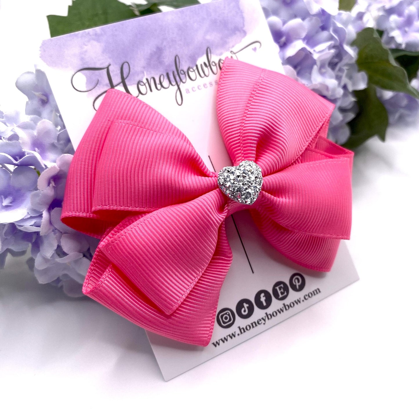 3.5 inch Hot pink double tux bow