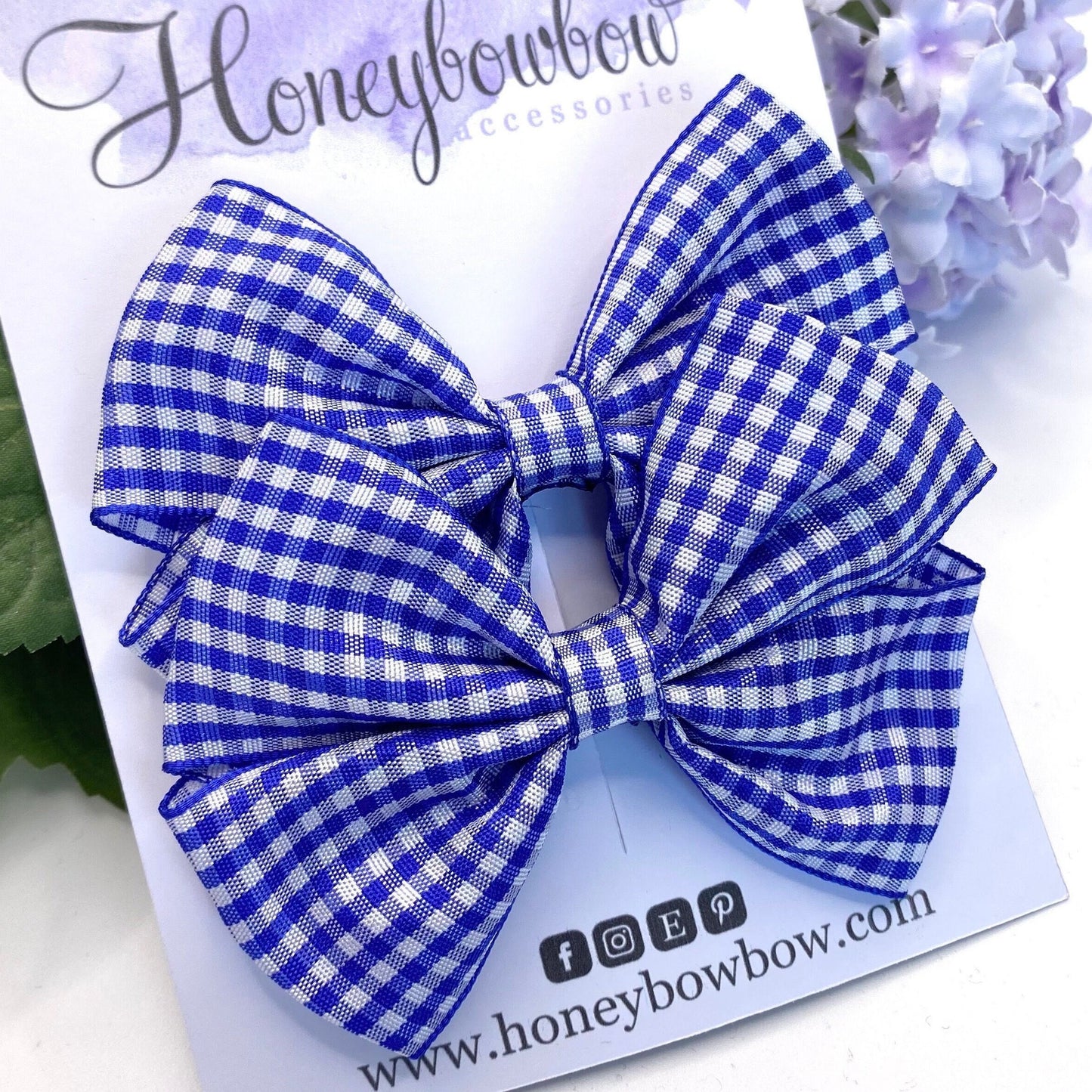 3.5 inch Royal blue gingham tux bows