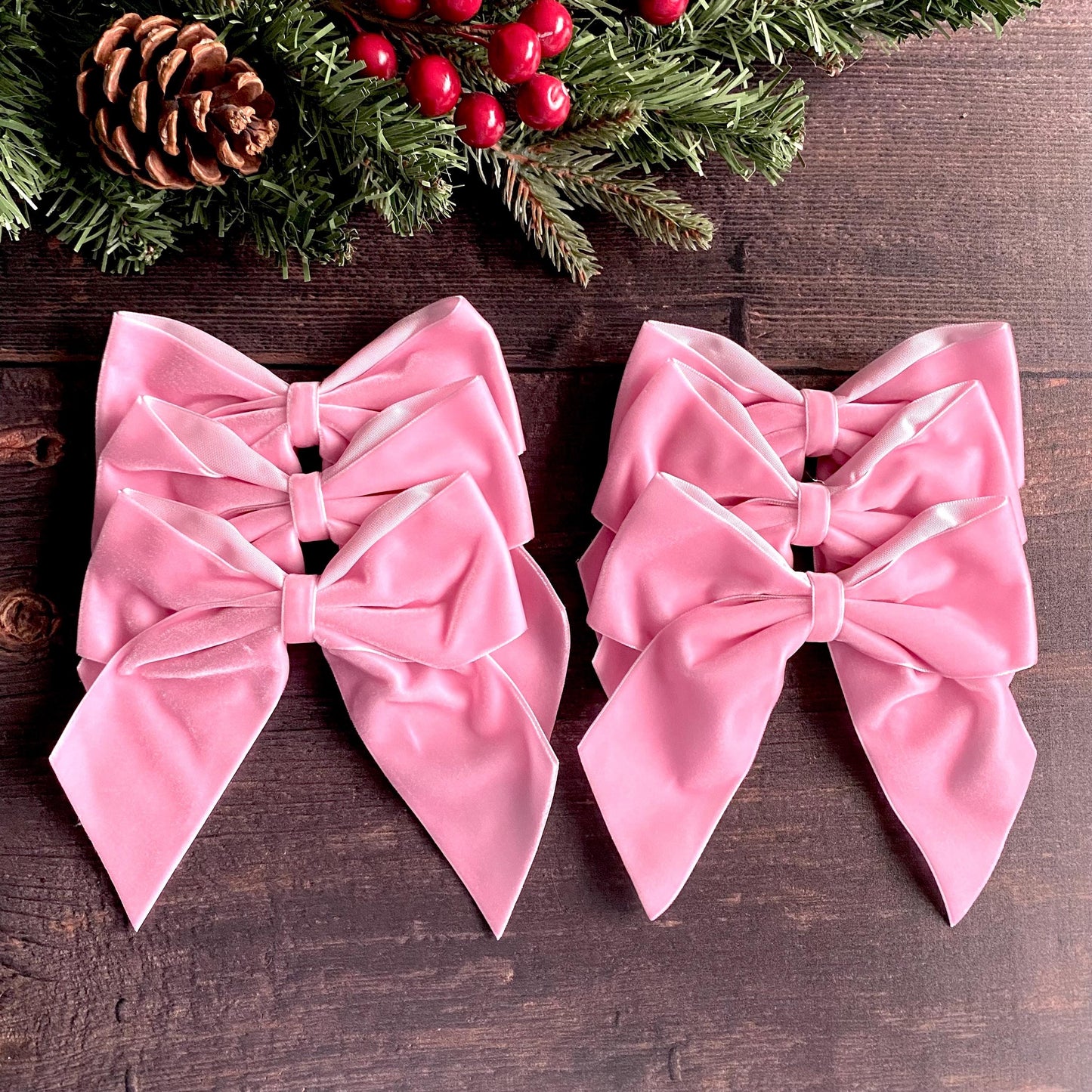 6 pack Baby pink velvet bows 5.5 inch