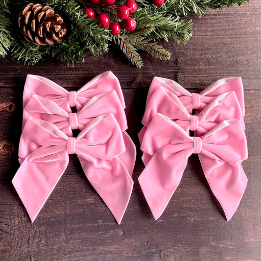 6 pack Baby pink velvet bows 5.5 inch