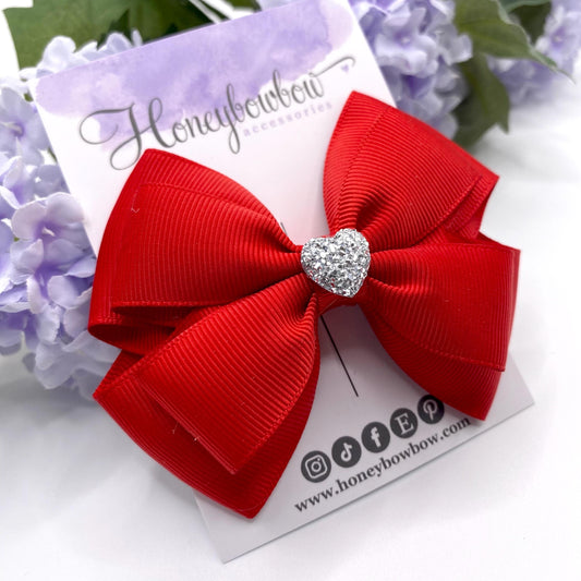 3.5 inch Red double tux bow