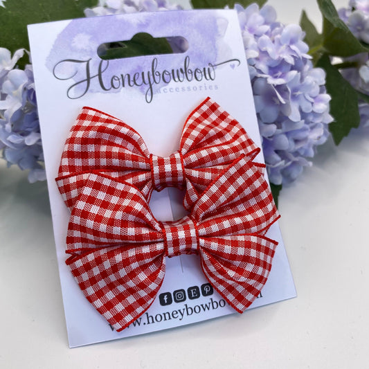 2.5 inch Red gingham tux bows
