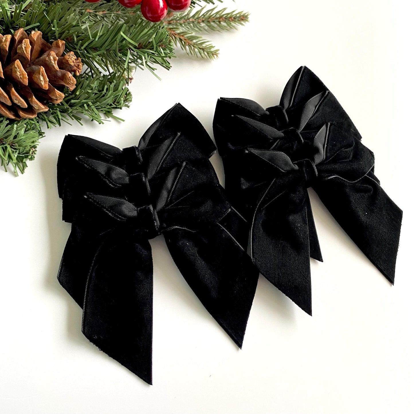 6 pack Black velvet bows 4 inch