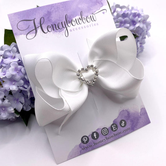 4.5 inch White bowtique bow
