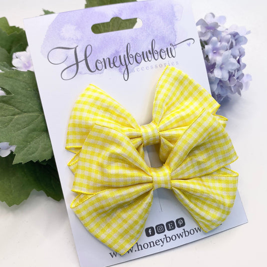 3.5 inch Yellow gingham tux bows