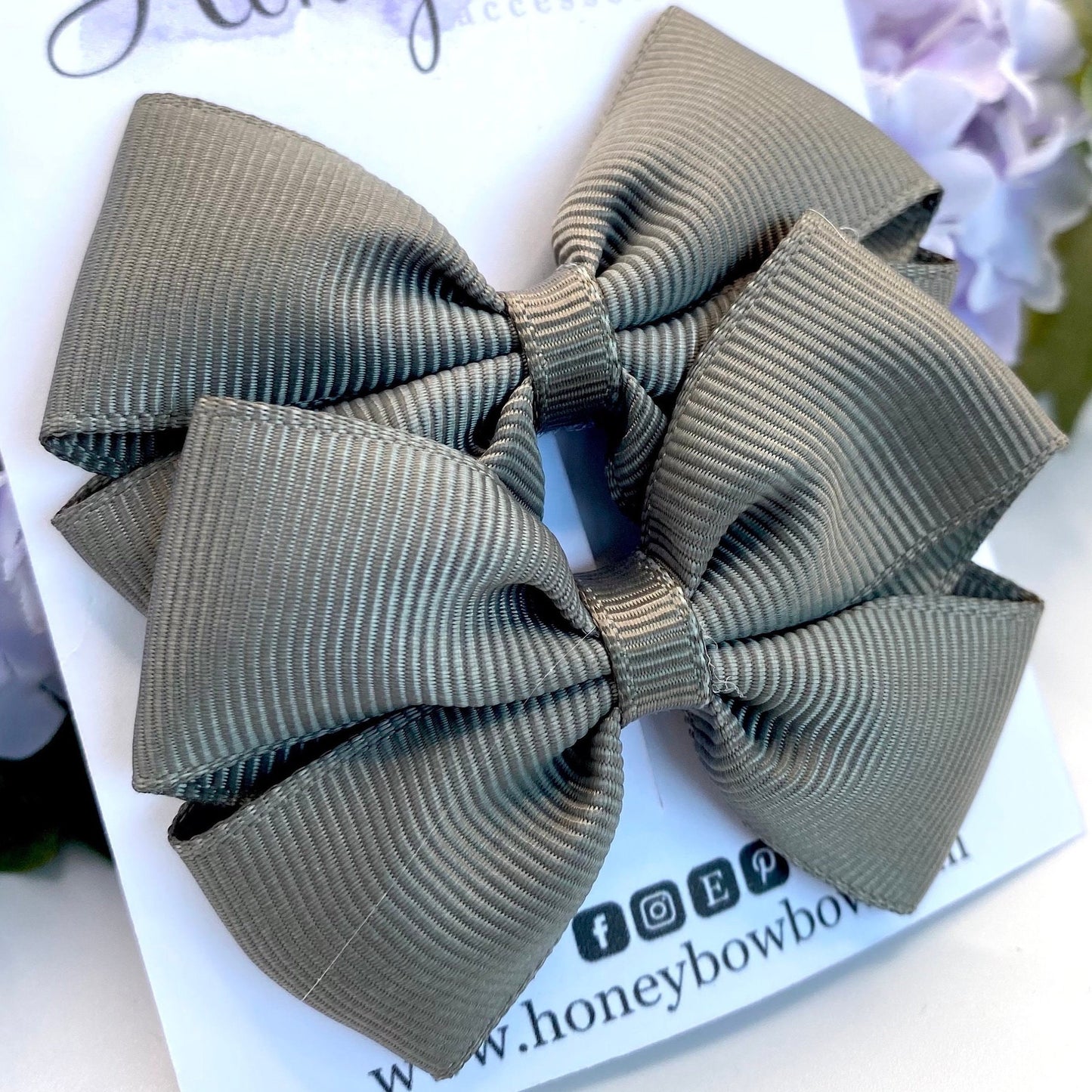 2.5 inch metal grey tux bows