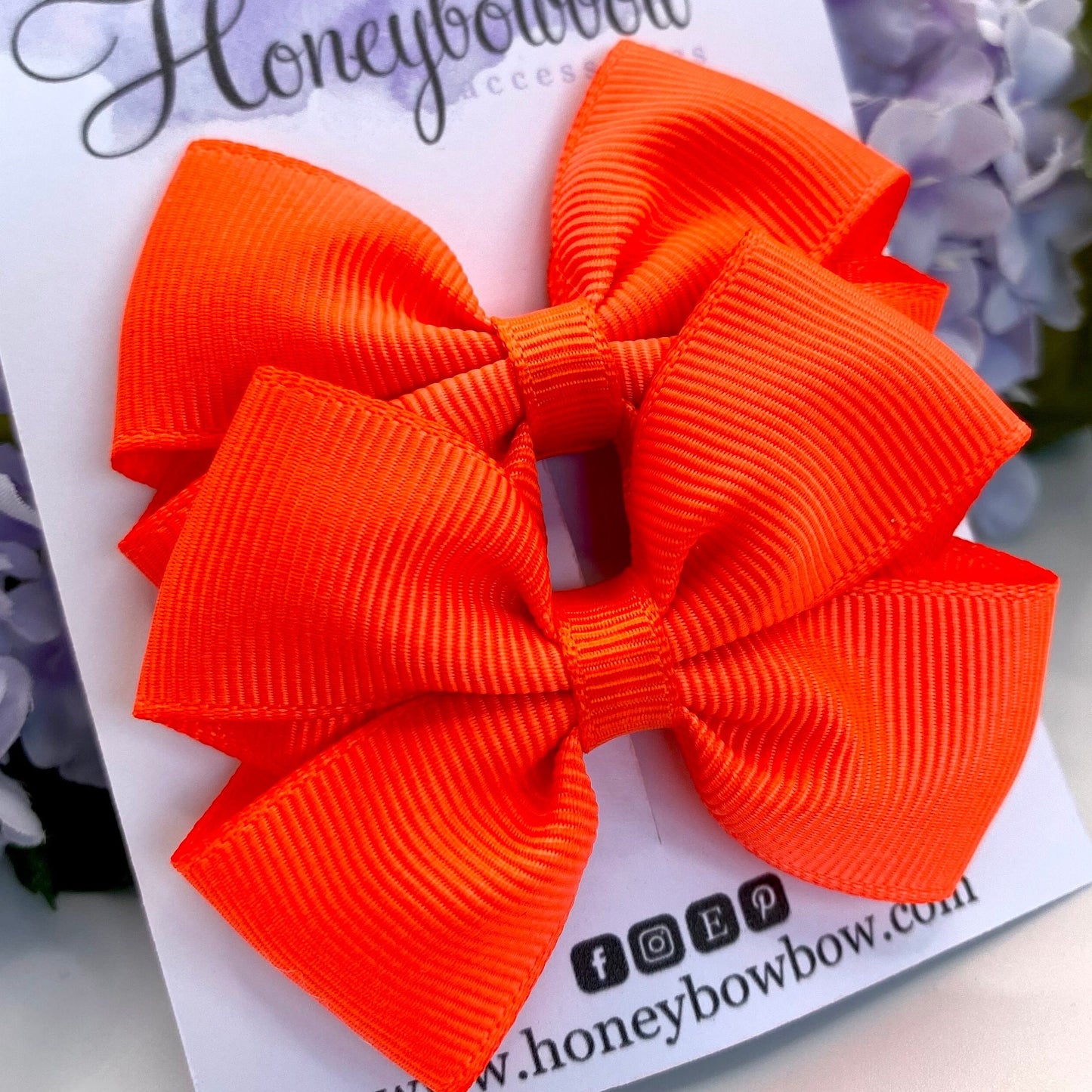 2.5 inch Neon orange tux bows