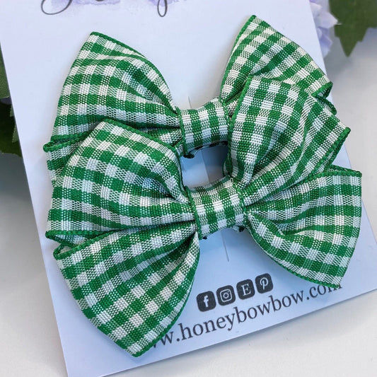 2.5 inch Green gingham tux bows