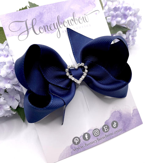 4.5 inch Navy bowtique bows