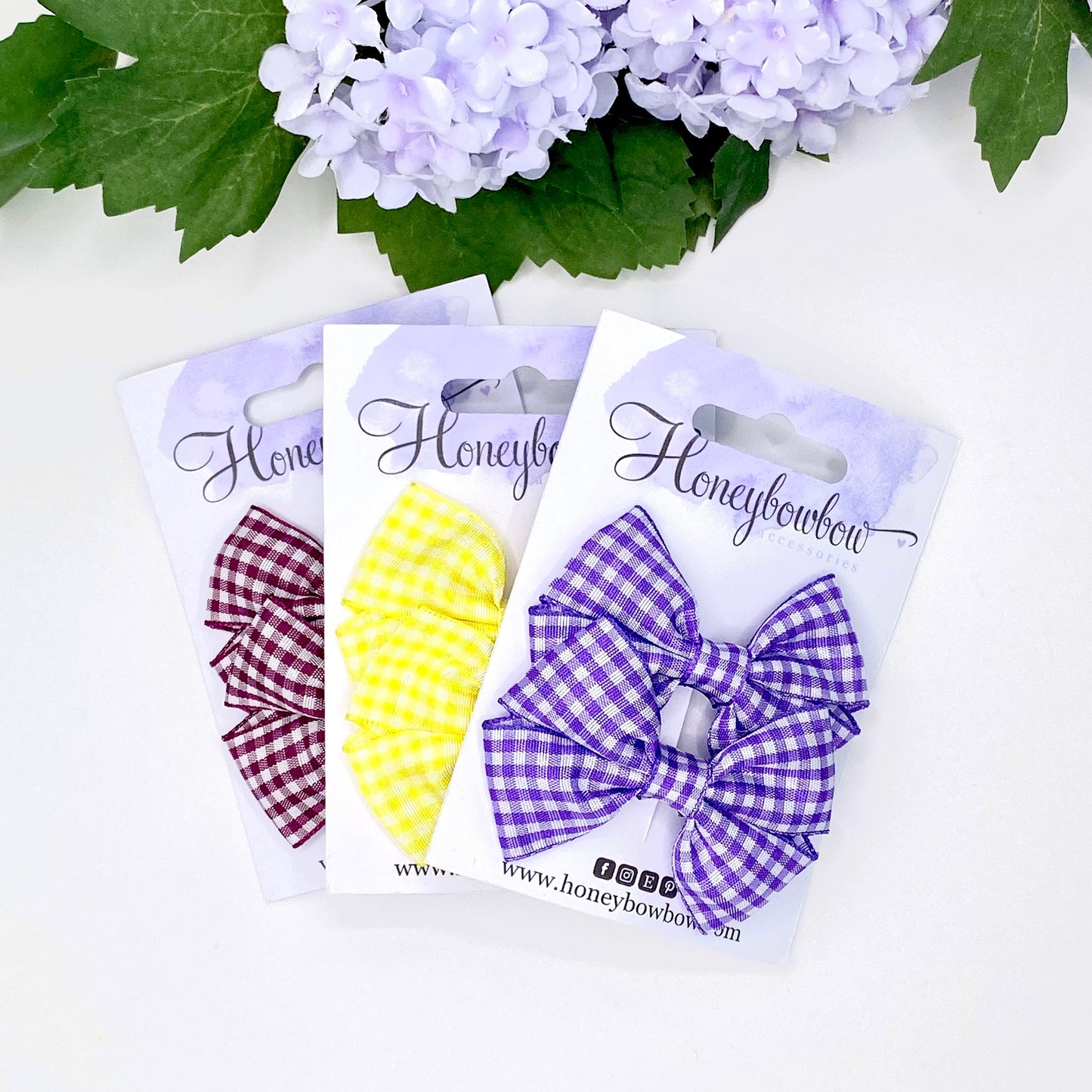 ALL COLOURS 2.5 inch gingham tux bows