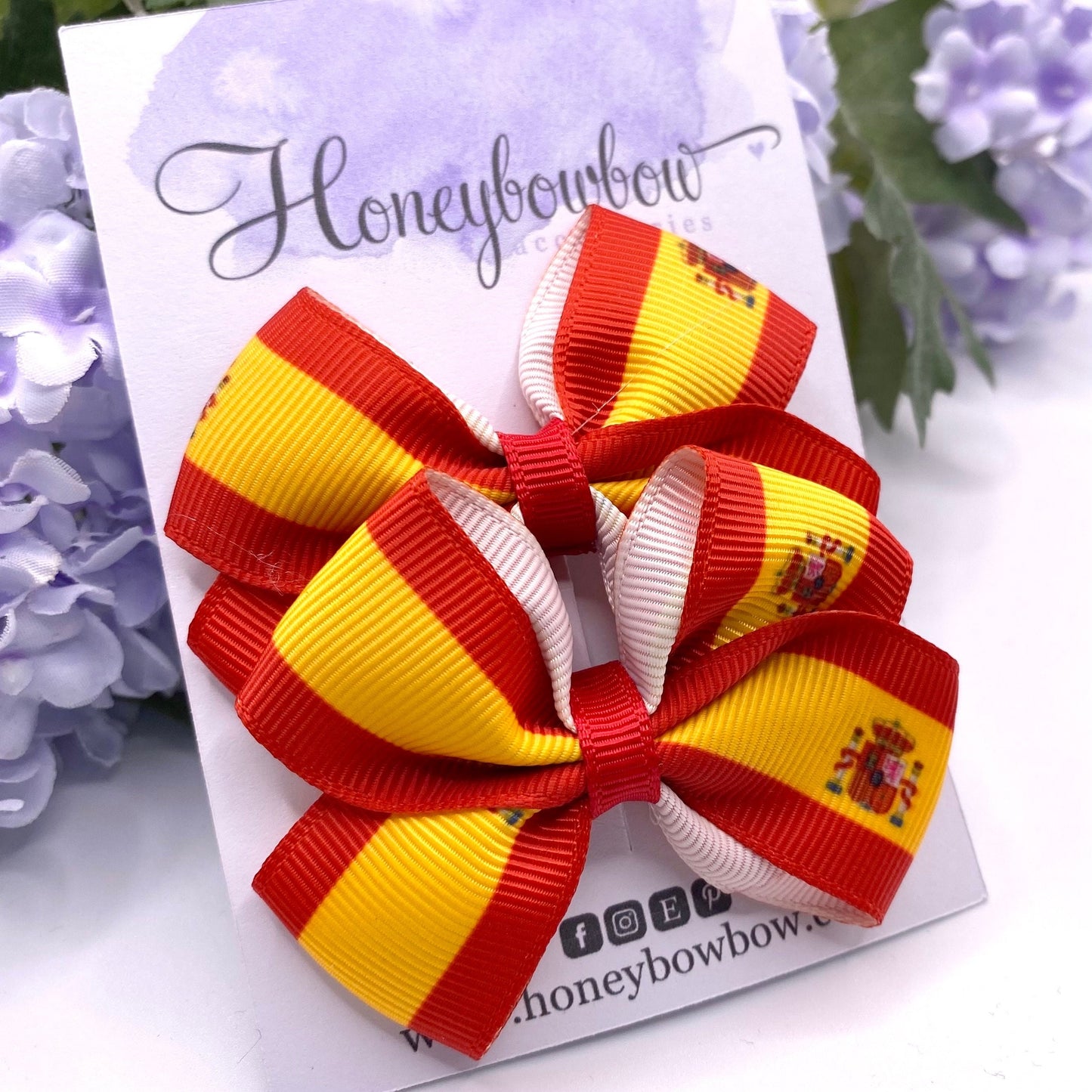 2.75 inch Spain flag hair bows