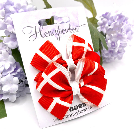 2.75 inch Denmark flag hair bows