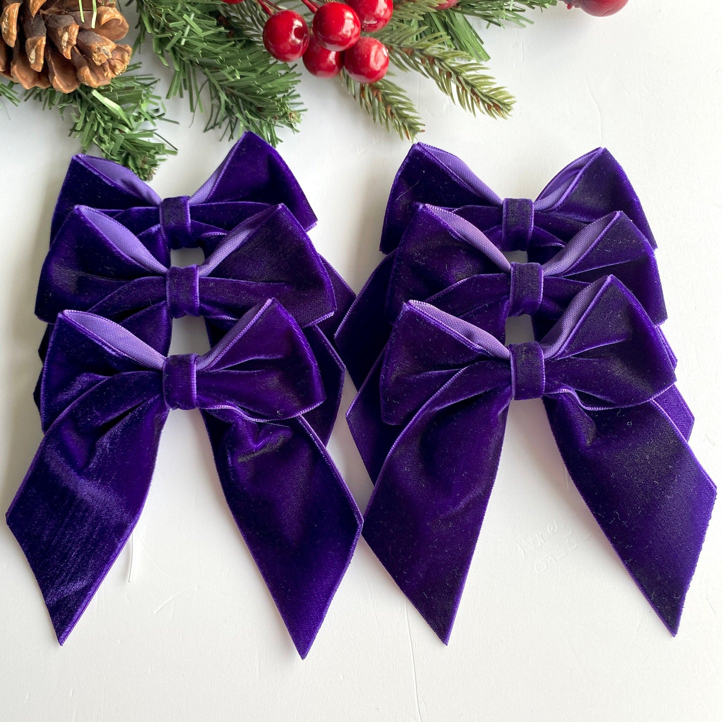 6 pack Regal purple velvet bows 4 inch