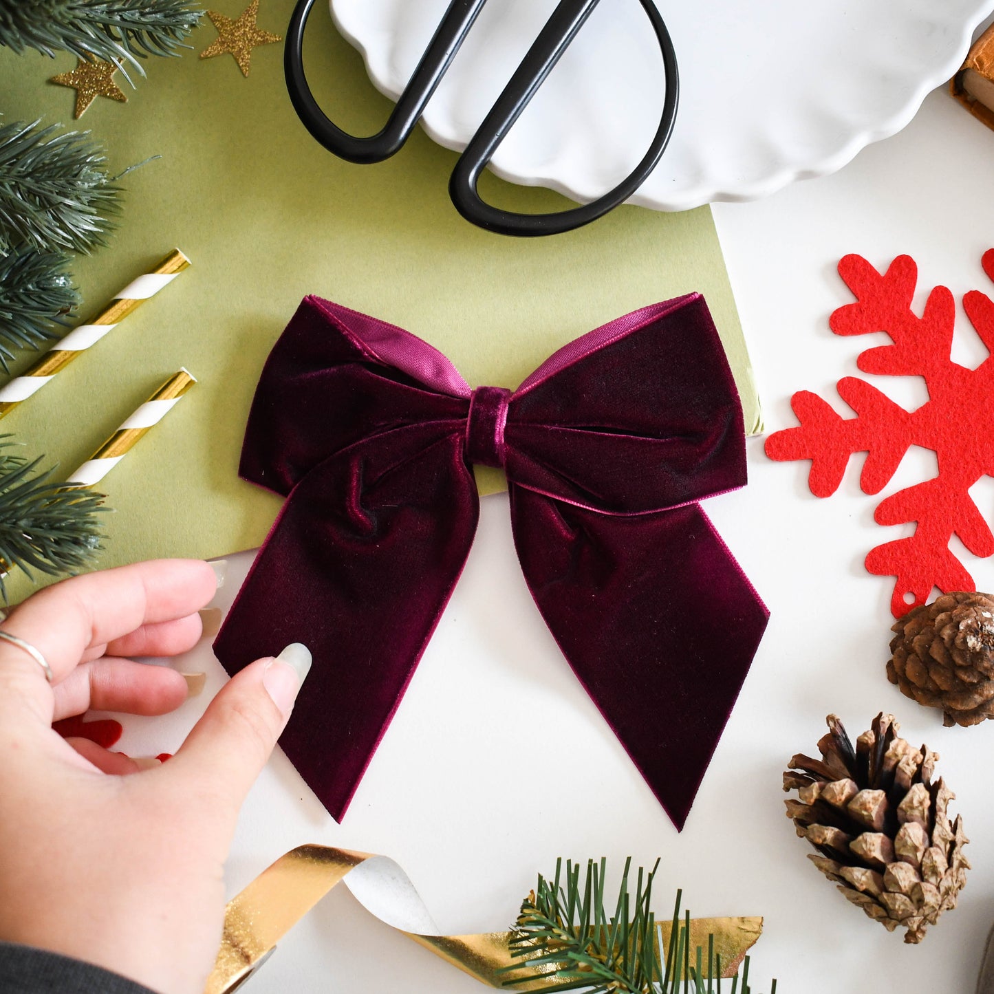 6 pack Wine velvet bows 5.5 inch