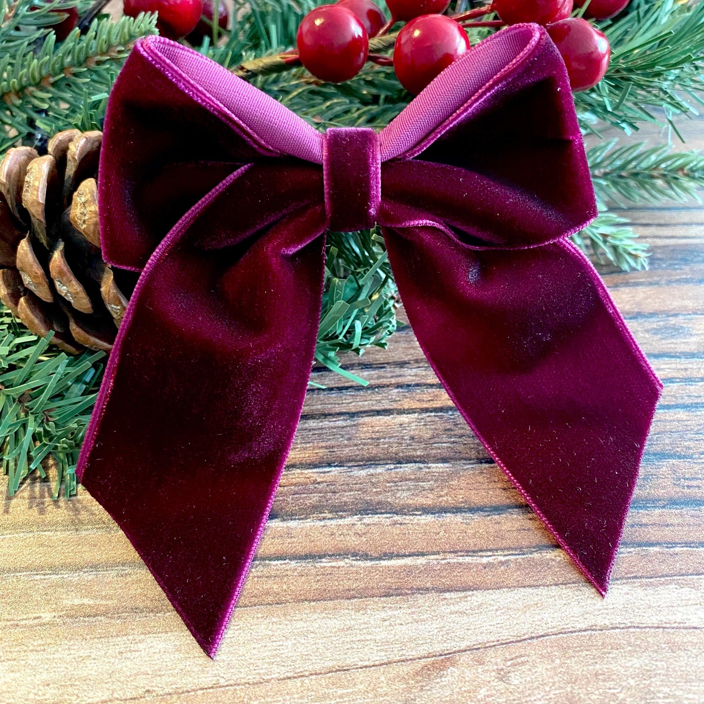 4 inch wine velvet bow