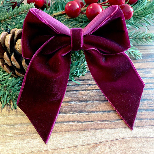 4 inch wine velvet bow