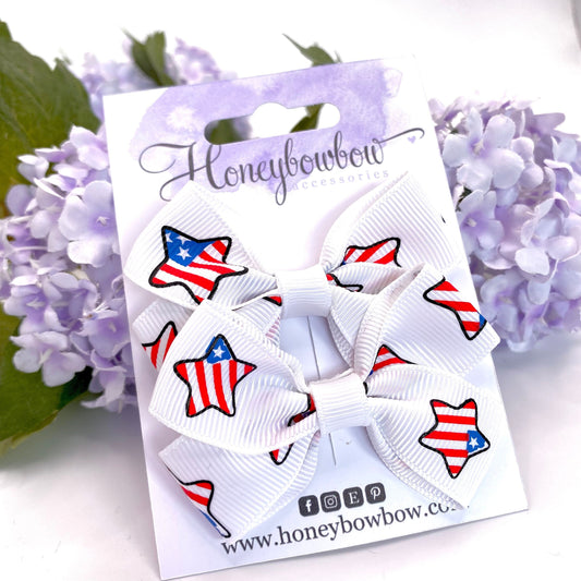 2.75 inch USA flag hair bows