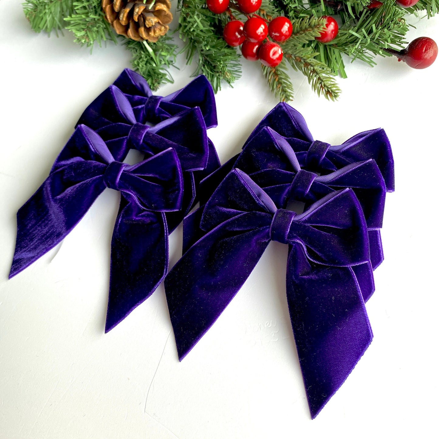 6 pack Regal purple velvet bows 4 inch