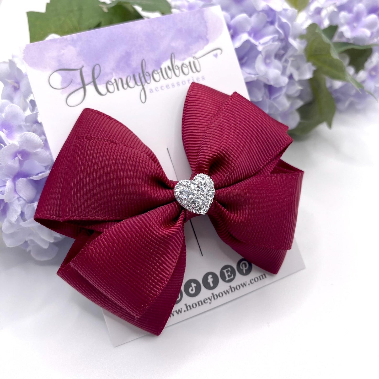 3.5 inch wine double tux bow