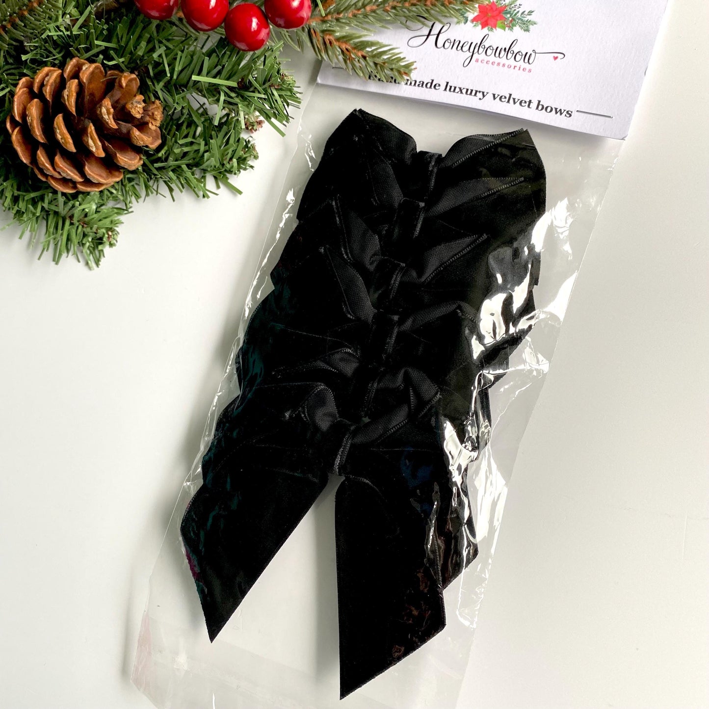 6 pack Black velvet bows 4 inch