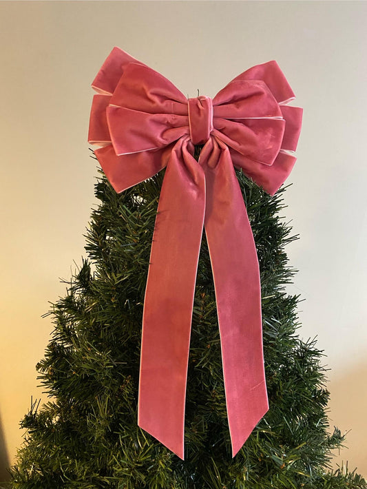 9 inch Dusky pink velvet topper bow