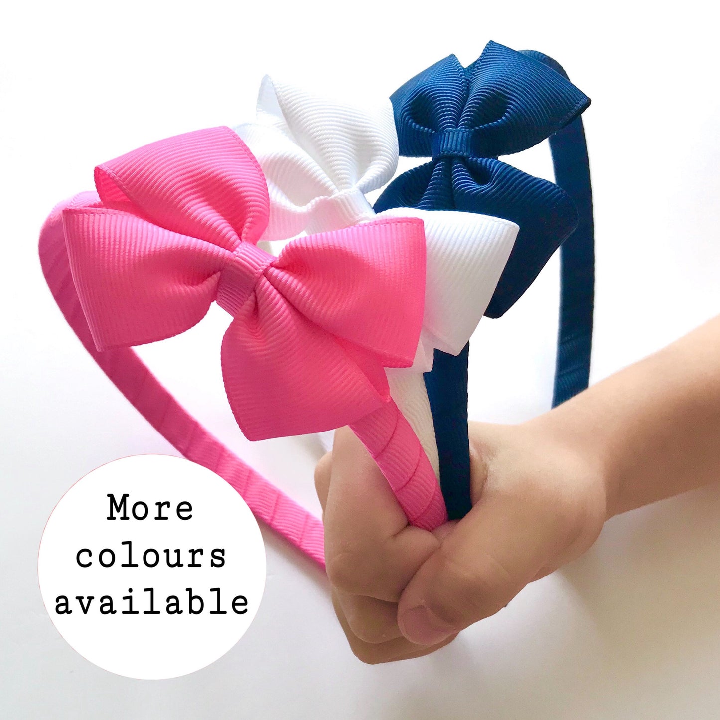 ALL COLOURS 2.5 inch Tux bow head band