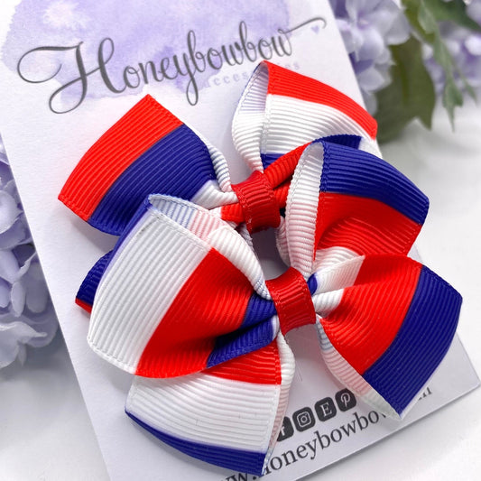 2.75 inch French flag hair bows