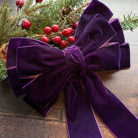9 inch Purple velvet topper bow