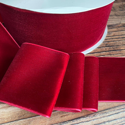 75mm deep red velvet ribbon