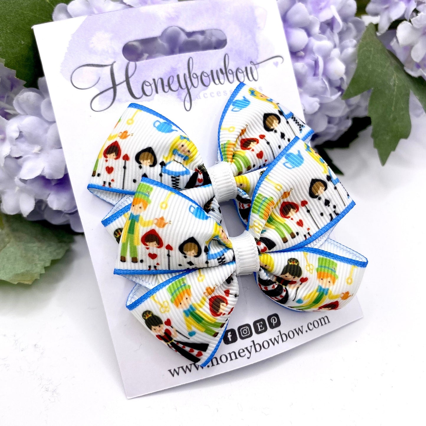 Alice hair bows, Alice in wonderland hair clips, mad hatter hair clips, queen of hearts