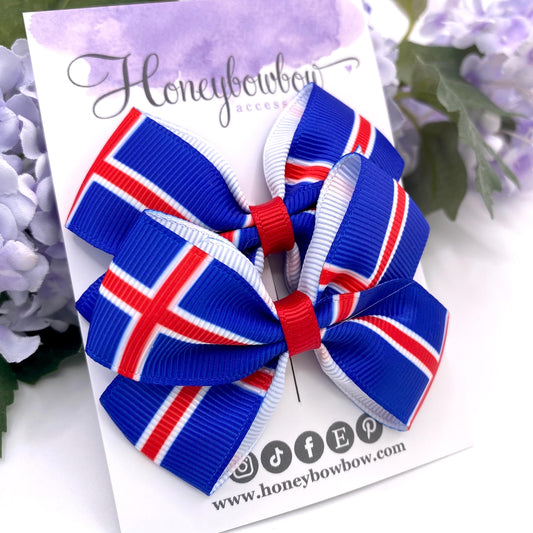 2.75 inch Iceland flag hair bows
