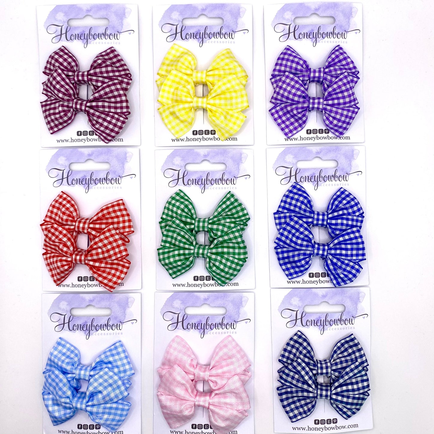 ALL COLOURS 2.5 inch gingham tux bows