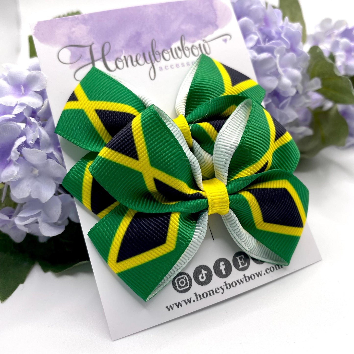 2.75 inch Jamaica flag hair bows