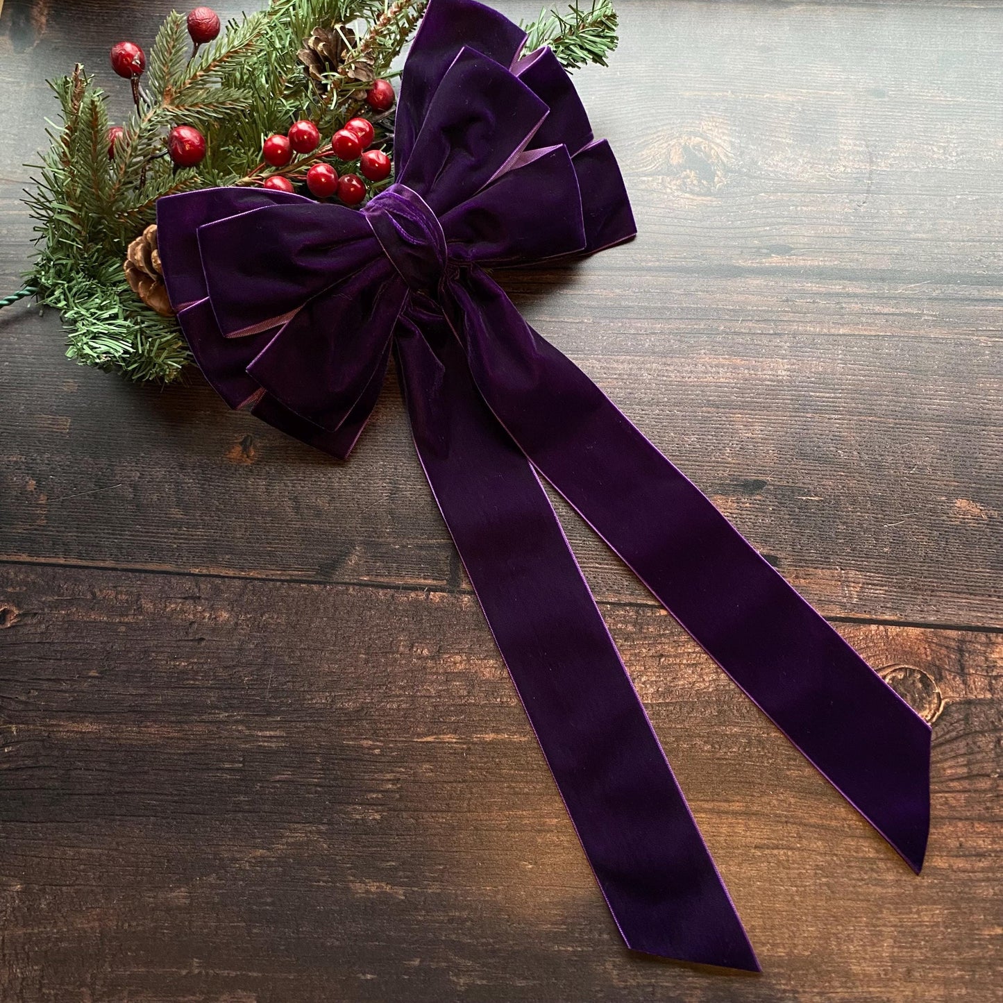 9 inch Purple velvet topper bow