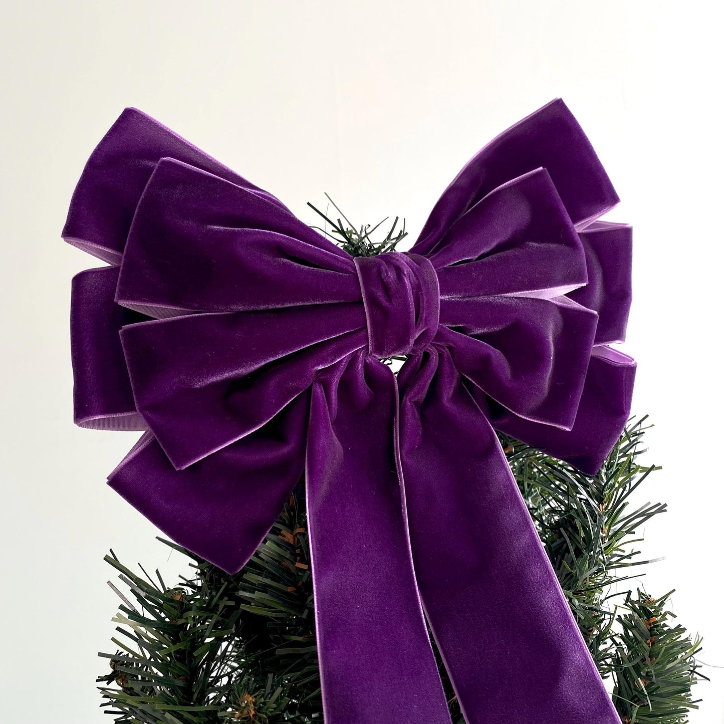 9 inch purple plum velvet topper bow