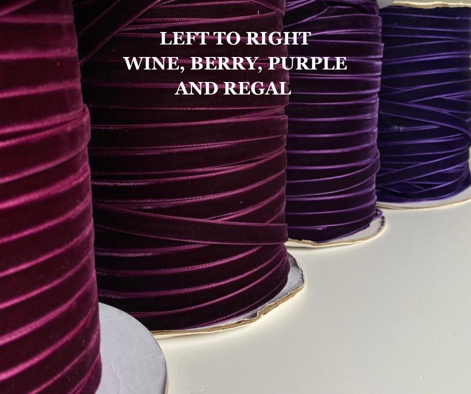 6 pack Wine velvet bows 5.5 inch