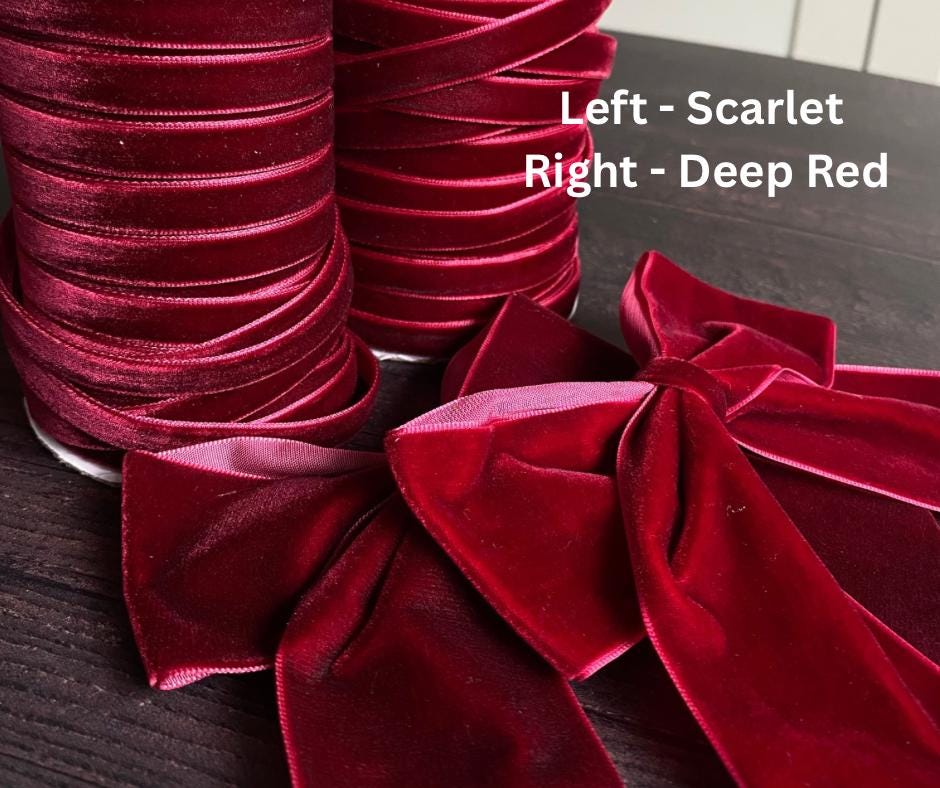 6 pack Scarlet Velvet bows 5.5 inch