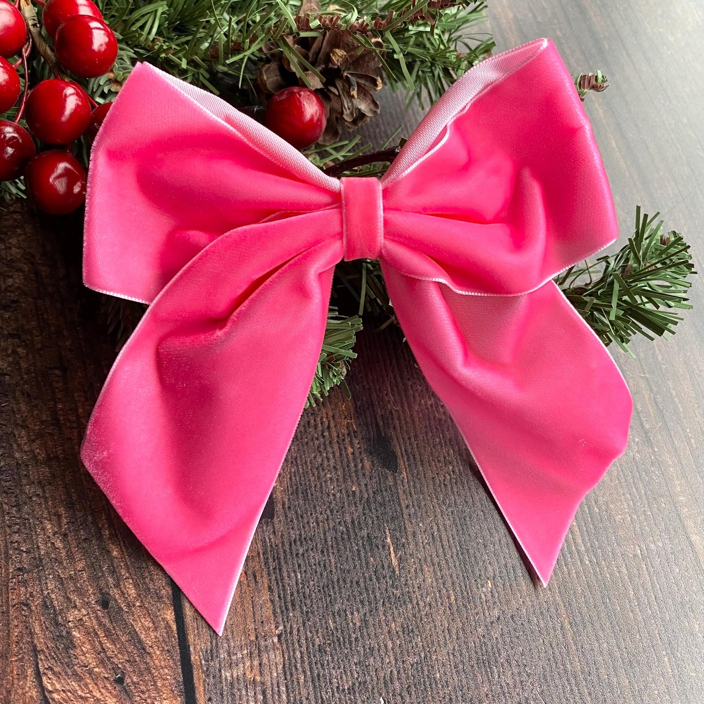 6 pack Bright pink velvet bow 5.5 inch