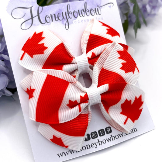 2.75 inch Canadian flag hair bows