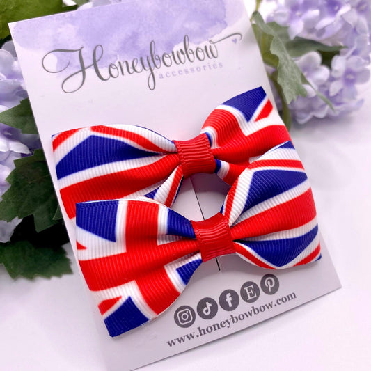 3 inch Union Jack flag hair bows