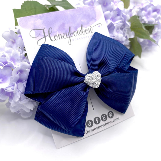 3.5 inch Navy blue double tux bow