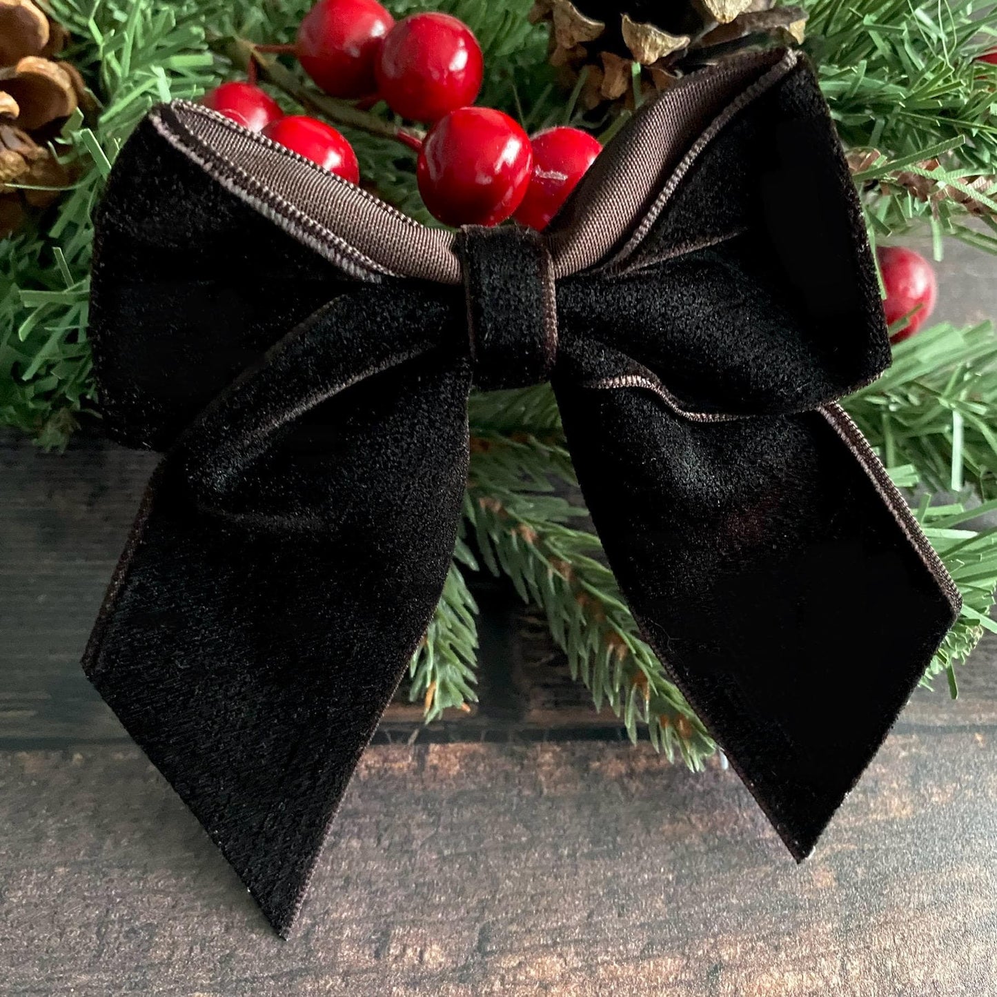 6 pack Brown velvet bows 4 inch