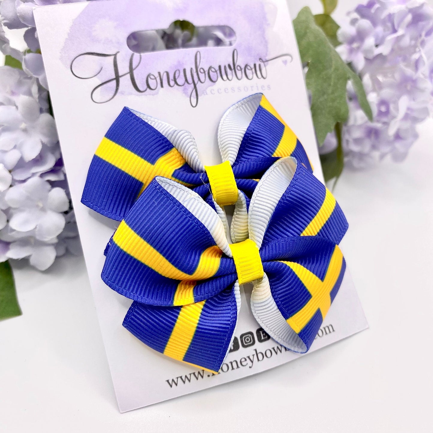 2.75 inch Swedish flag hair bows