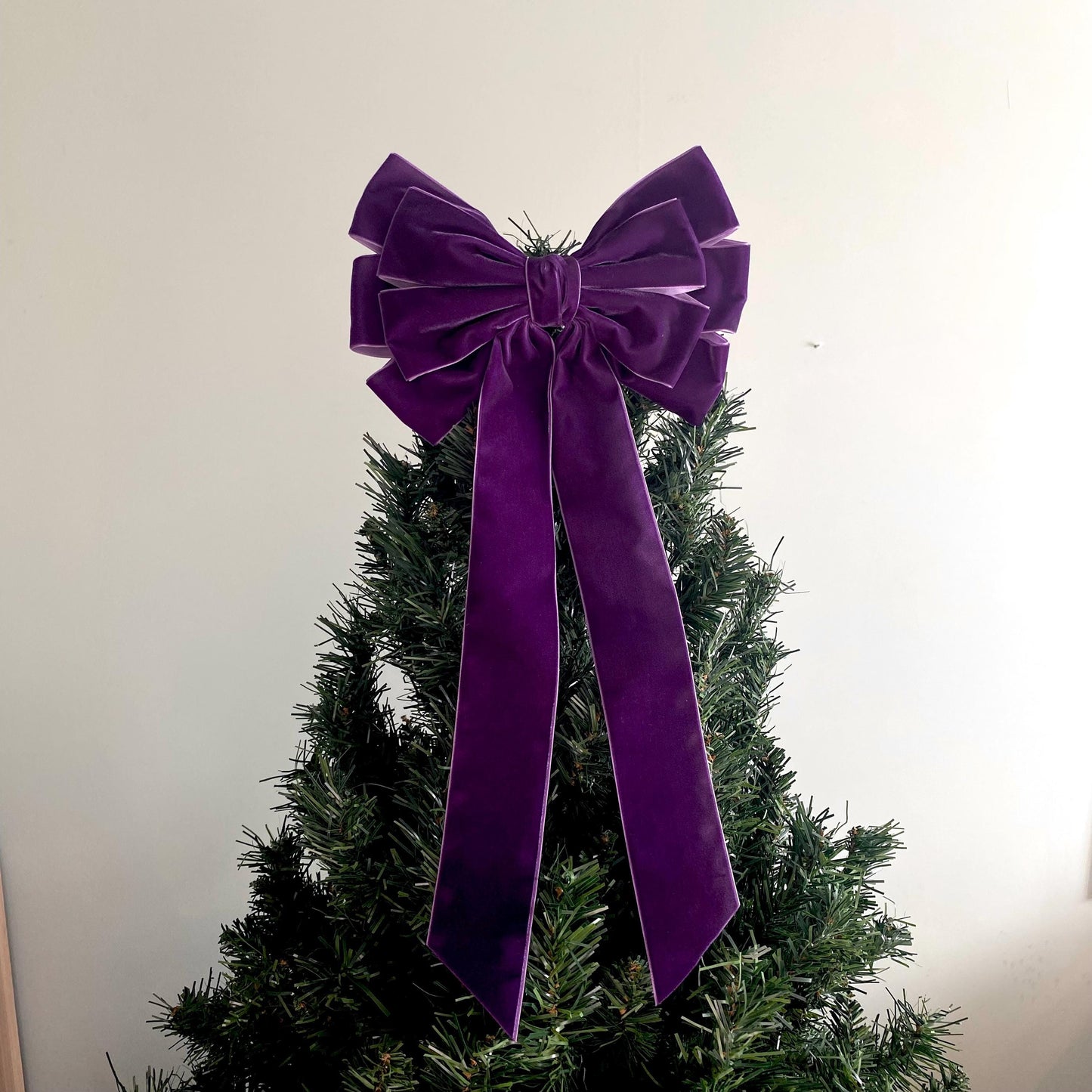 9 inch purple plum velvet topper bow