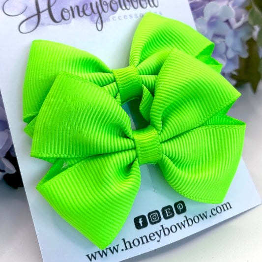 2.5 inch Neon green tux bows