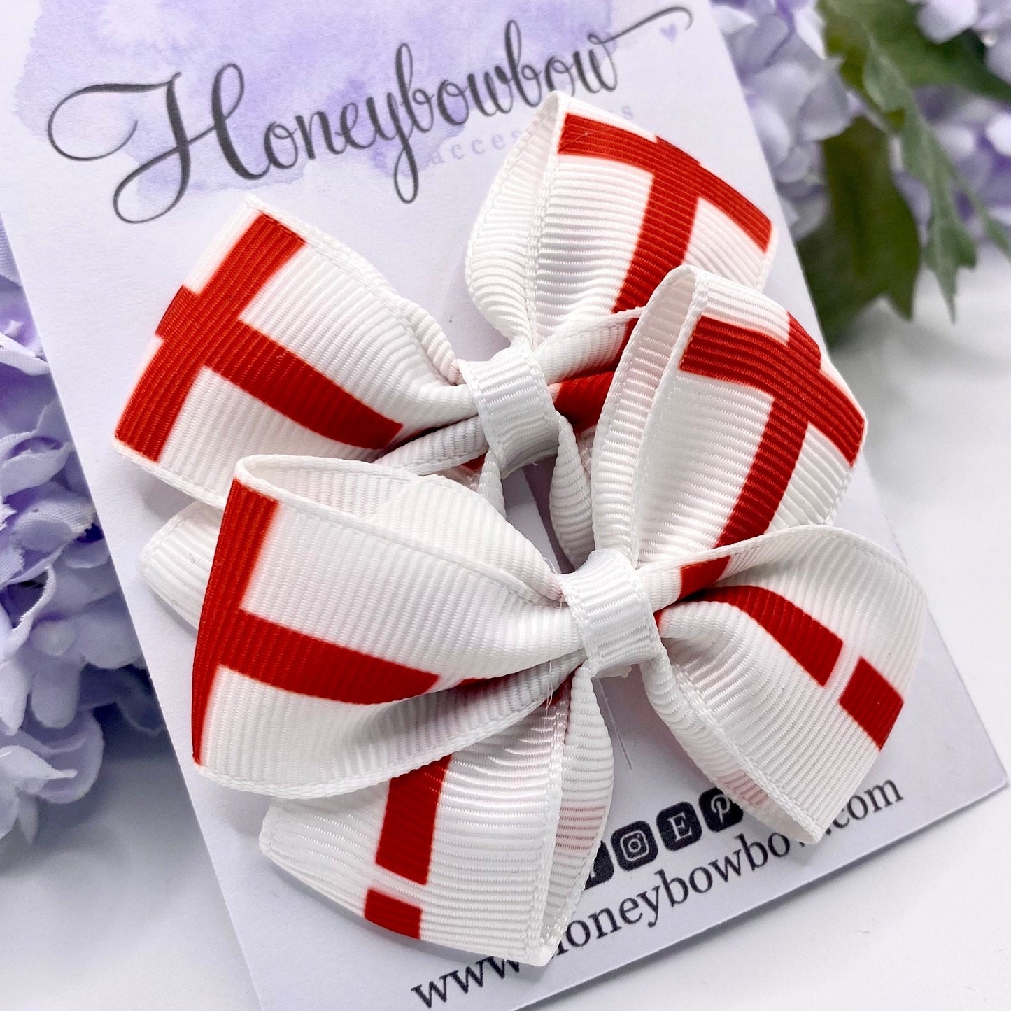 2.75 inch England flag hair bows
