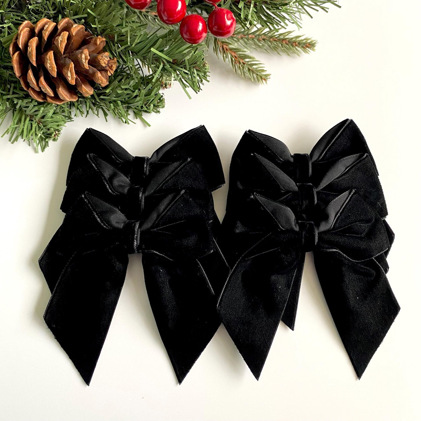 6 pack Black velvet bows 4 inch