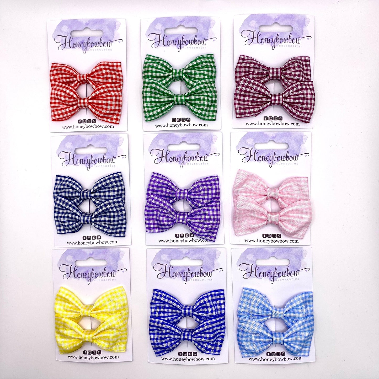 ALL COLOURS 3 inch gingham classic bows
