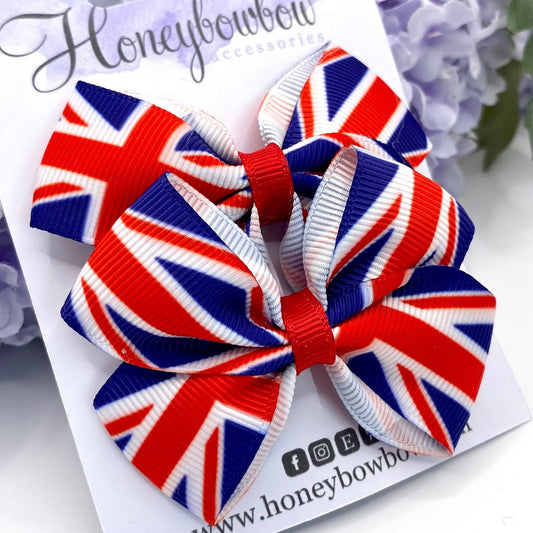 3.50 inch Union Jack flag hair bows